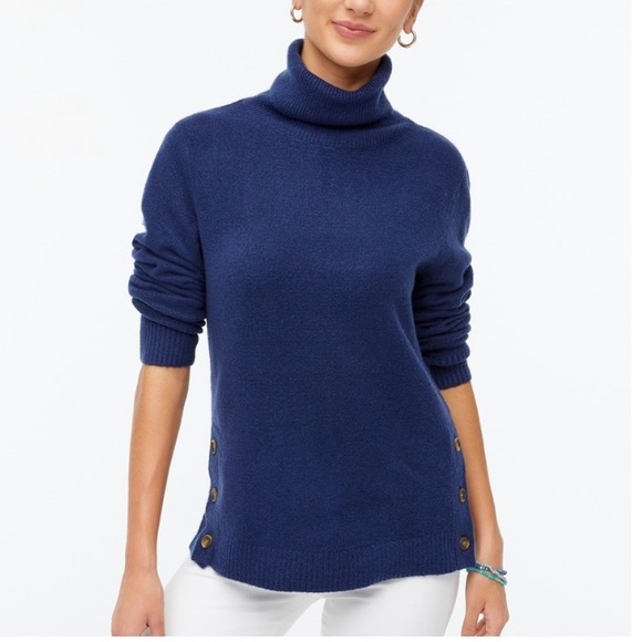 J.Crew Factory Button Turtleneck in Extra-Soft Yarn - Picture 1 of 6